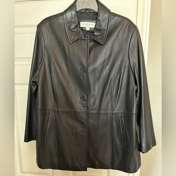Liz Claiborne Super Soft Leather Coat. Size 3X. Black. Excellent condition. - Picture 1 of 6